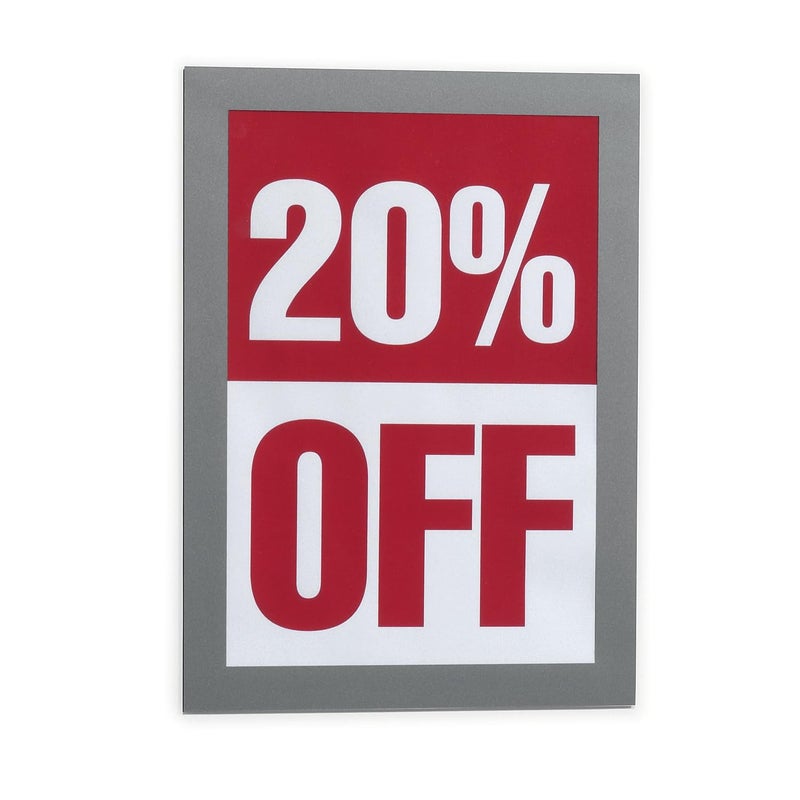 Durable Duraframe Self Adhesive Magnetic Sign Holder in Half Letter-Size 5.5" x 8.5" Inches - Silver Frame - Pack of 2 - Image 5